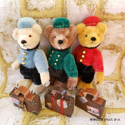 がらくたざっく★☆テディベア/14cm★☆旅行に行きたい！★赤のお洋服を着たポーター　BellBoy bear 11枚目の画像