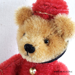 がらくたざっく★☆テディベア/14cm★☆旅行に行きたい！★赤のお洋服を着たポーター　BellBoy bear 3枚目の画像