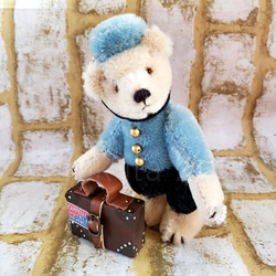 がらくたざっく★☆テディベア/14cm★☆ブルーのお洋服を着たポーター　BellBoy bear 2枚目の画像