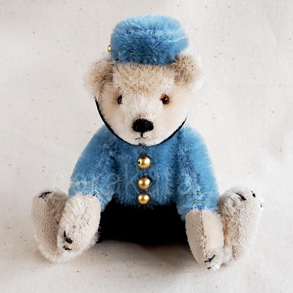 がらくたざっく★☆テディベア/14cm★☆ブルーのお洋服を着たポーター　BellBoy bear 6枚目の画像