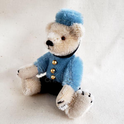 がらくたざっく★☆テディベア/14cm★☆ブルーのお洋服を着たポーター　BellBoy bear 7枚目の画像