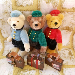 がらくたざっく★☆テディベア/14cm★☆ブルーのお洋服を着たポーター　BellBoy bear 11枚目の画像