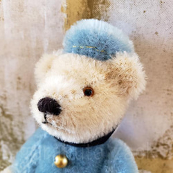 がらくたざっく★☆テディベア/14cm★☆ブルーのお洋服を着たポーター　BellBoy bear 4枚目の画像