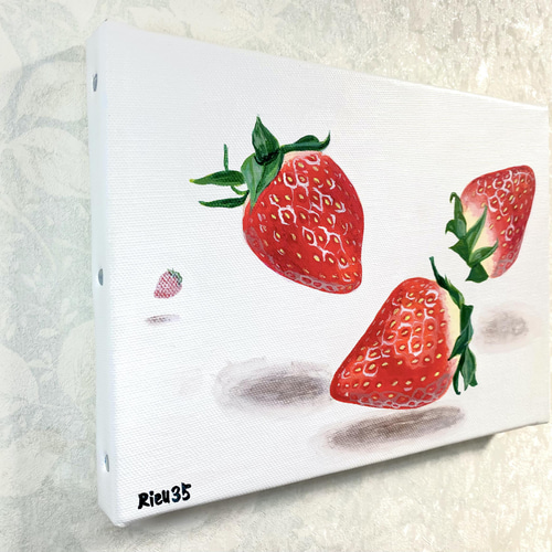 原画 アルキド絵具 キャンバス】Ukabu Strawberries/SM/サムホール