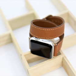 【受注製作】高級革使用Apple Watch 2重巻きタイプ　レザーベルト レザー バンド　時計ベルト DLO3 2枚目の画像