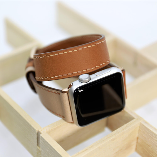受注製作】高級革使用Apple Watch 2重巻きタイプ レザーベルト レザー 