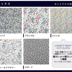 リバティ【カットクロス】生地「サックス」ブルーグレー系　5種セット　はぎれ　布　綿　LIBERTY 3枚目の画像