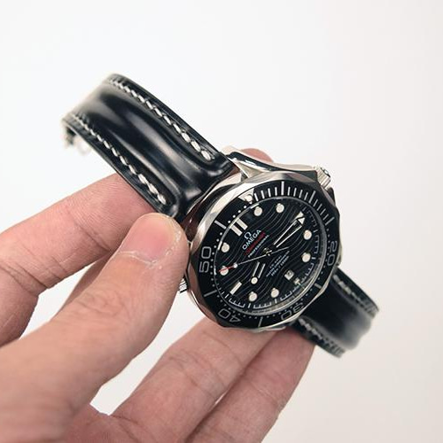 受注製作 新喜皮革コードバン 無双仕立て 二山甲丸タイプ 時計ベルト