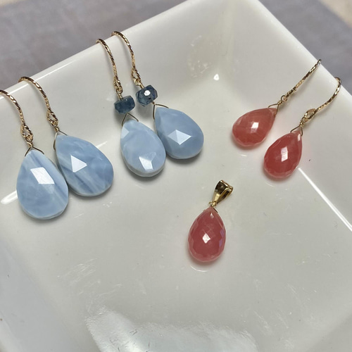 送料無料】14kgf 天然石 大粒インカローズ マイクロカット ペア  