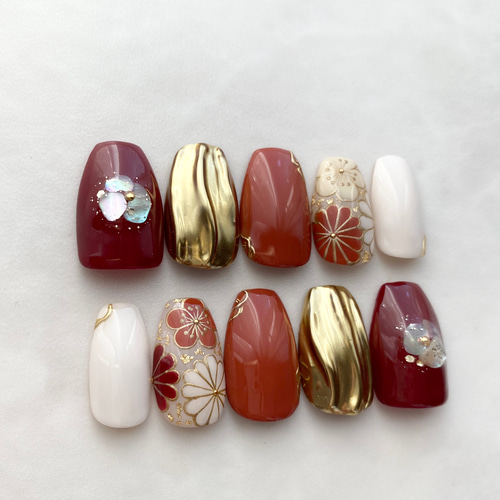 ネイルチップ ブライダル ウェディング 成人式 和装 前撮り 和婚 花柄