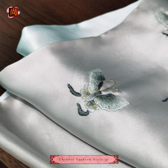 プレミアムファインナチュラル蘇州シルクスカーフ100％手縫い中国刺繡アート #103 2枚目の画像