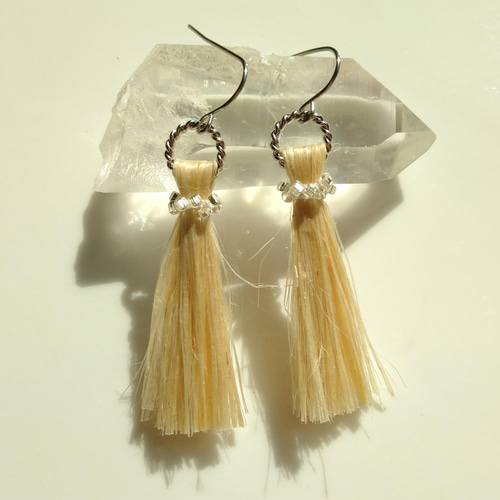 再64フリンジ青ネイビーピアスイヤリングタッセルアクセサリー春