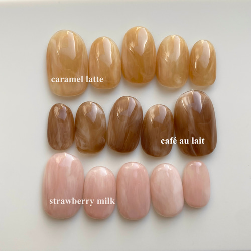 ☕️nuance cafe color ネイルチップ 淡い ねいる 付け爪 短い