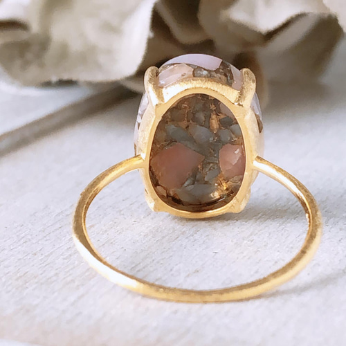 ✤天然石 コッパーピンクオパール リング 指輪✤ - アクセサリー ✤天然石 コッパーピンクオパール リング 指輪✤ - アクセサリー
