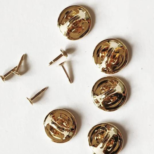 日本製 特注ピン（3.8mm 丸皿 7.5mm針）ゴールドカラー ピンブローチ