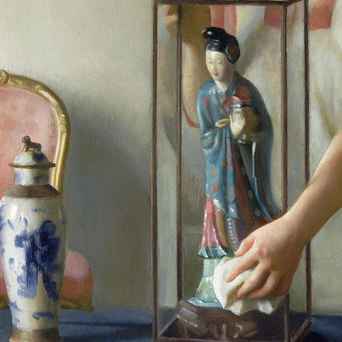 NO.351】日本人形と家政婦絵画アートポスター☆和モダンエレガント