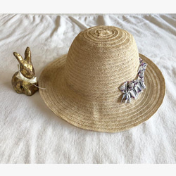 キッズ用　リバティ　マウベリーナ×French linen hat 3枚目の画像