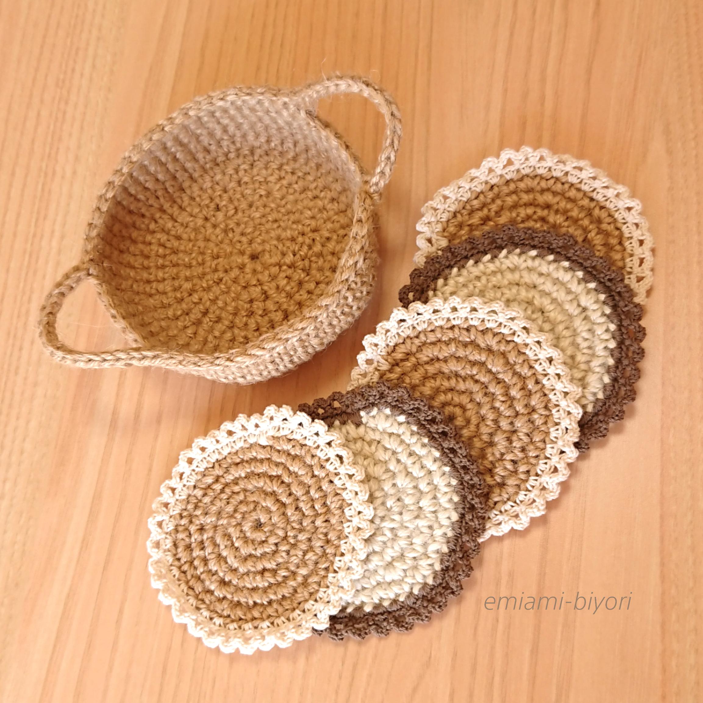 No.19マクラメ編み麻紐コースターset No.19マクラメ編み麻紐コースターset