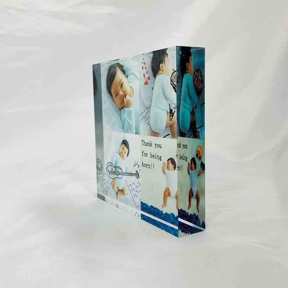 【D04】アクリルブロック 4photos デザイン ( 写真立て )  子供 赤ちゃん 男の子 女の子 ベイビーフォト 2枚目の画像