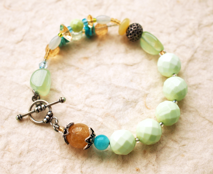 レモンクリソプレーズ＆プレナイト・ブレスレット/SV925