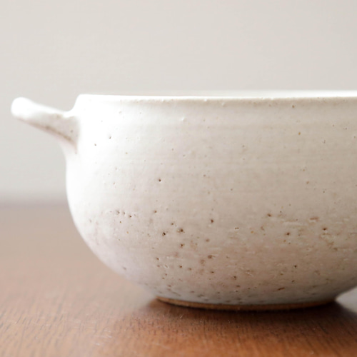白マット釉のほっこり耳付きスープボウル ＊ 1 お椀・ボウル・鉢