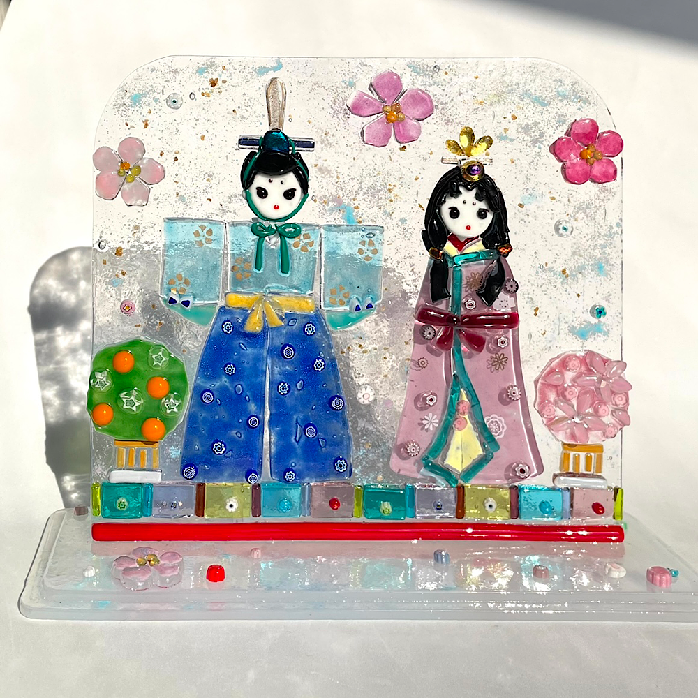 ベネチアンガラスとミルフィオリのお雛様（桃色）ひな祭り 春
