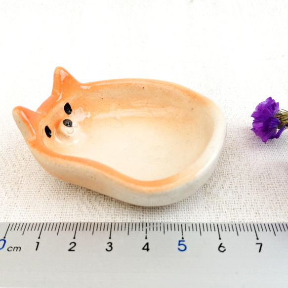 豆柴犬皿　小さな陶器 3枚目の画像