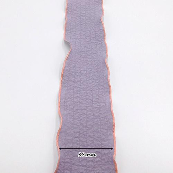 デザインエッジリンクルフリルリボン（Lavender x Pink / ラベンダーｘピンク） 38mm ×1ｍ 4枚目の画像