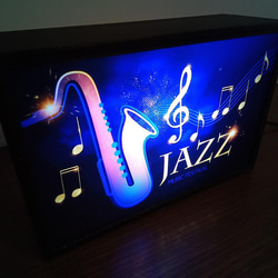 アメリカンレトロ ジャズ カフェ サックス ジャズ喫茶  玩具 ミニチュア 看板 置物 雑貨 LEDライトBOXミニ 2枚目の画像