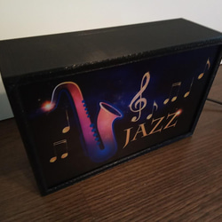 アメリカンレトロ ジャズ カフェ サックス ジャズ喫茶  玩具 ミニチュア 看板 置物 雑貨 LEDライトBOXミニ 4枚目の画像