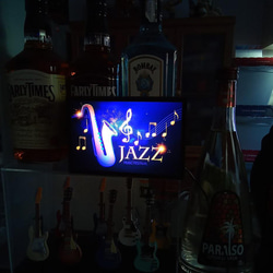アメリカンレトロ ジャズ カフェ サックス ジャズ喫茶  玩具 ミニチュア 看板 置物 雑貨 LEDライトBOXミニ 6枚目の画像