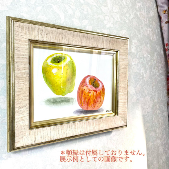 【原画 アルキド絵具 キャンバス】 Ukabu Apples /SM/サムホール/りんご/具象画/フルーツ 6枚目の画像