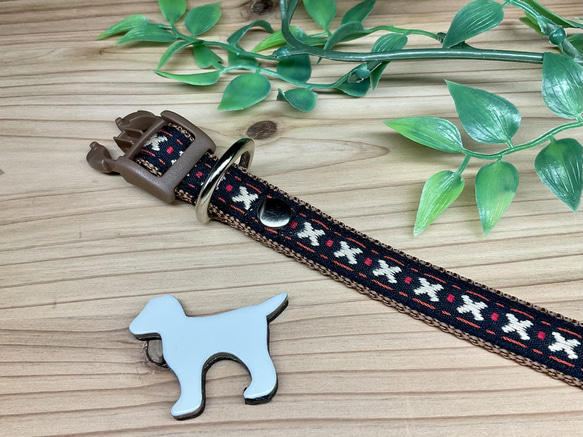 犬　首輪＆リードセット　スリム幅　クロス　ドット　ブラック　ホワイト　小型犬 6枚目の画像