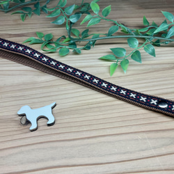 犬　首輪＆リードセット　スリム幅　クロス　ドット　ブラック　ホワイト　小型犬 4枚目の画像