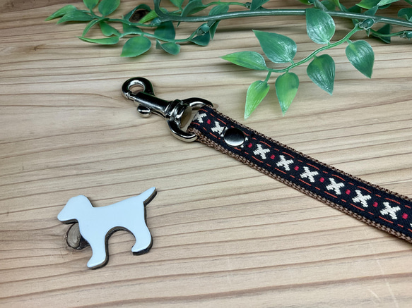 犬　首輪＆リードセット　スリム幅　クロス　ドット　ブラック　ホワイト　小型犬 3枚目の画像