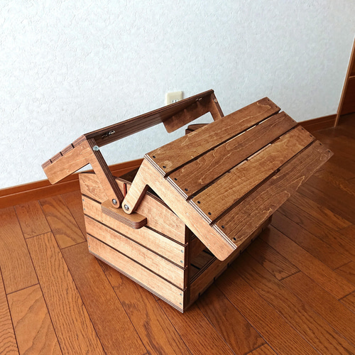 2wayテーブル　収納ボックス　キャンプ　ハンドメイド ハンドメイド 2ウェイボックス 2wayテーブル 収納ボックス