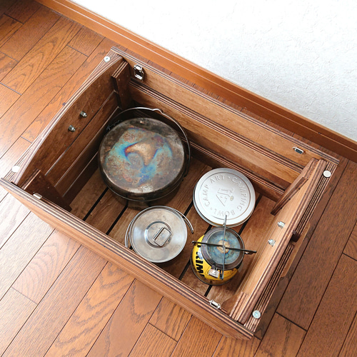 収納BOXがローテーブルに❗No.5(ウイングタイプ) アウトドア