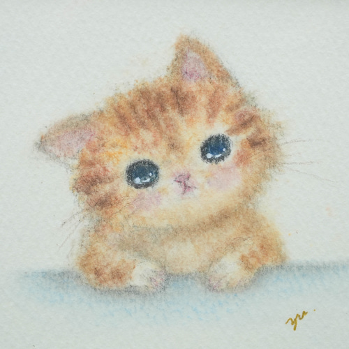手描き イラスト ミニ色紙 猫 子猫 かわいい から