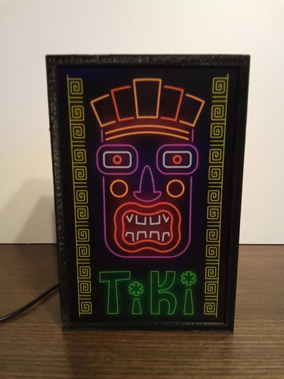 ハワイ TIKI ティキ像 ハワイアン 南国 玩具 デスクトップ サイン 看板 置物 雑貨 LEDライトBOXミニ 3枚目の画像