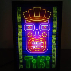 ハワイ TIKI ティキ像 ハワイアン 南国 玩具 デスクトップ サイン 看板 置物 雑貨 LEDライトBOXミニ 1枚目の画像