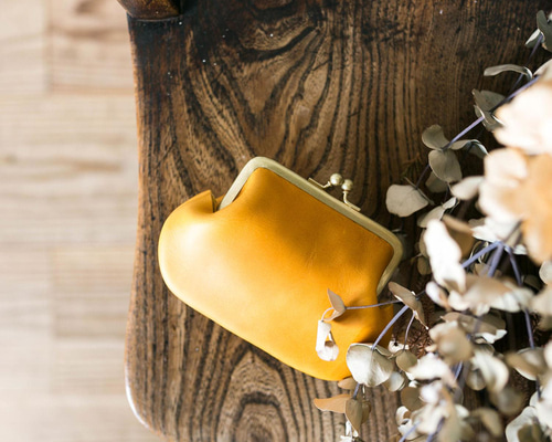 育てる大人の本革がま口財布 / ミモザイエロー その他ミニ財布