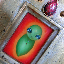 貴方のための絵　"Space Baby No.3"　幻想絵画　宇宙　一点物　不思議　宇宙人　エイリアン　シブヤ ルリ 2枚目の画像