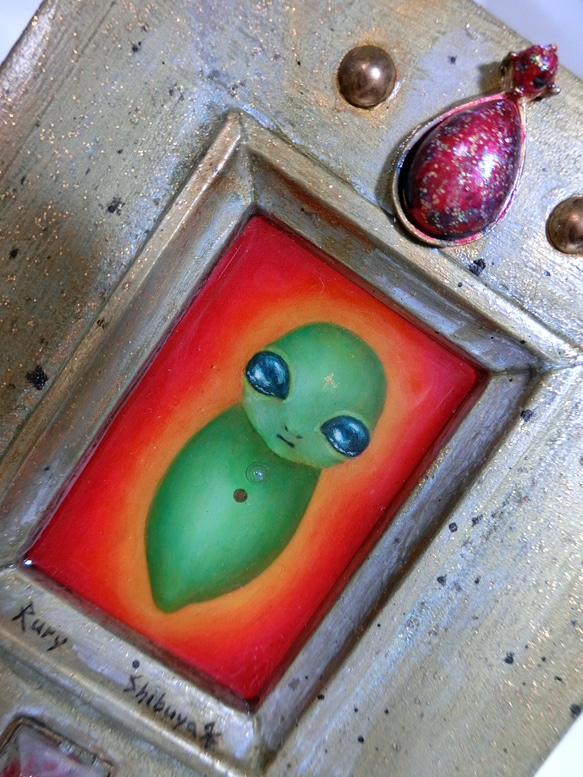 貴方のための絵　"Space Baby No.3"　幻想絵画　宇宙　一点物　不思議　宇宙人　エイリアン　シブヤ ルリ 2枚目の画像