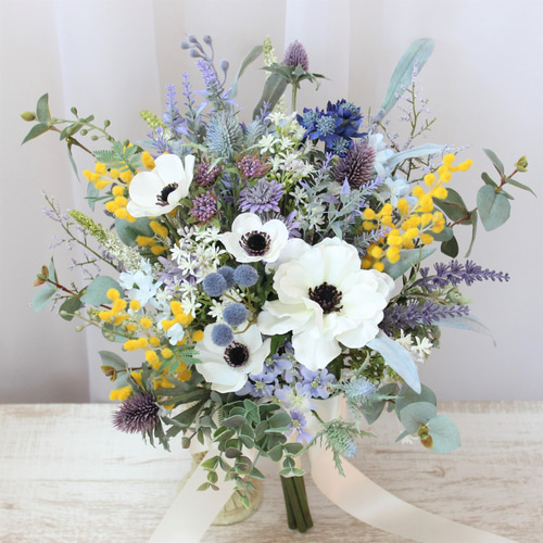 オーダーメイドブーケ22,000円～／アネモネ、ミモザ、ラベンダー  