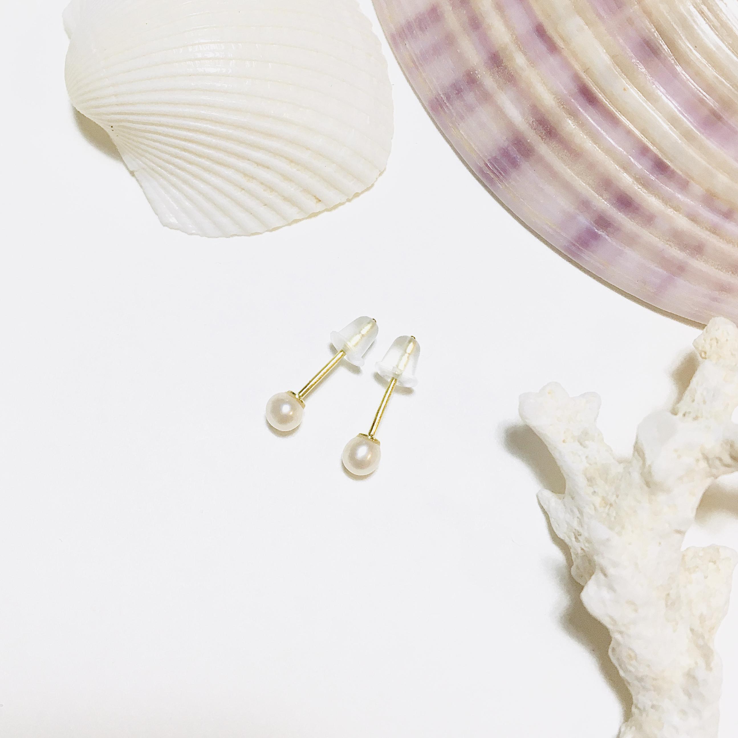 【K18】ベビーパール(アコヤパール)ピアス