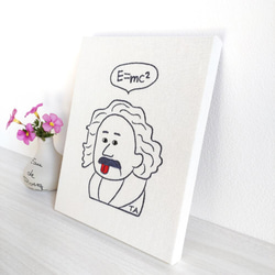 ■アインシュタイン Einstein ■ドローイング風刺繍 木製ファブリックパネル ■ Mサイズ ■ 2枚目の画像
