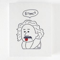 ■アインシュタイン Einstein ■ドローイング風刺繍 木製ファブリックパネル ■ Mサイズ ■ 3枚目の画像