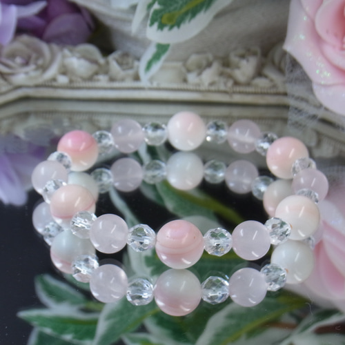 ♡優しい ピンク系♡クィーンコンクシェル/ローズクォーツ/天然水晶 苺