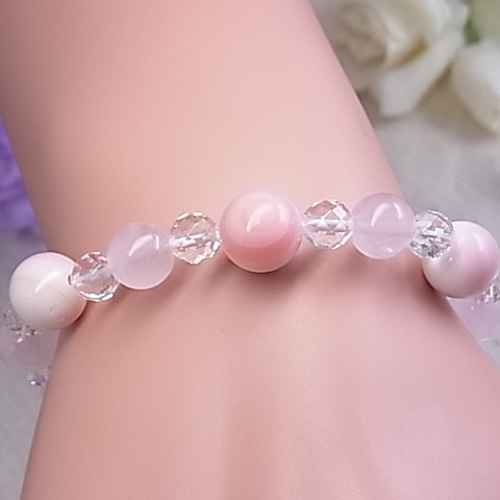 ♡優しい ピンク系♡クィーンコンクシェル/ローズクォーツ/天然水晶 苺