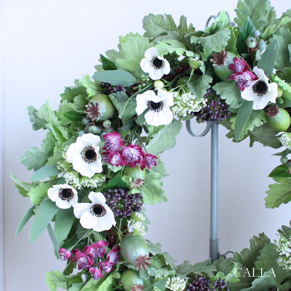 《1点物》Botanical Anemone Wreath〜5Lsize〜 2枚目の画像